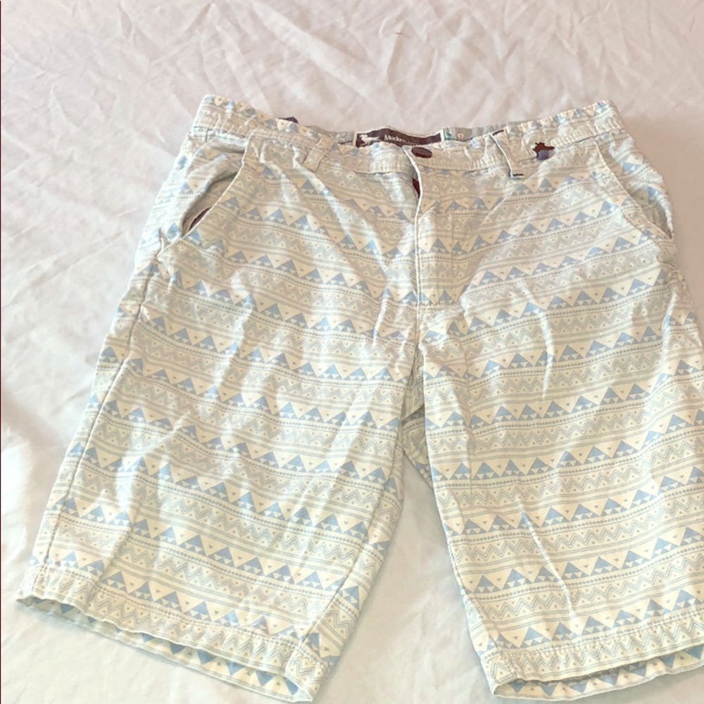 Baby blue and cream Aztec shorts
